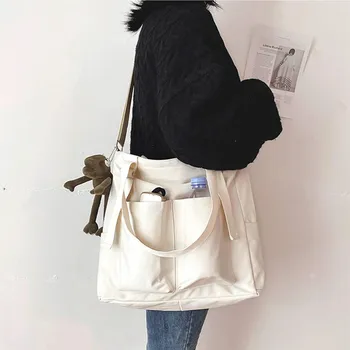Женская сумка для покупок, простые модные сумки на молнии, нейлоновые водонепроницаемые однотонные сумки через плечо, сумки через плечо большой емкости для женщин