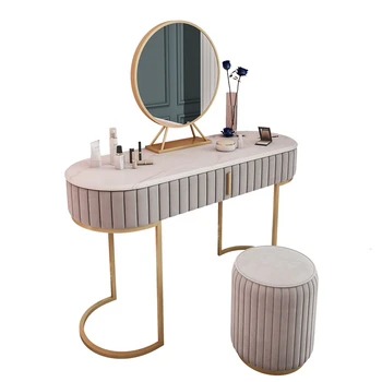Модный Набор туалетных столиков для Тщеславия, Золотая Ментальная Основа, Легкий Туалетный столик с Зеркалом и табуреткой