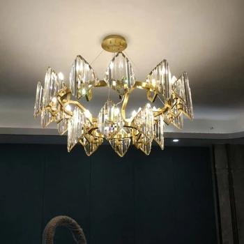 Постмодернистская Хрустальная круглая люстра Роскошный Подвесной светильник Lustre для гостиной, спальни, столовой, атмосферной лампы