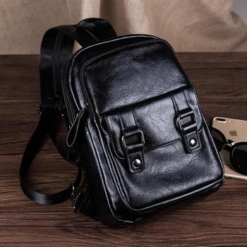 Многофункциональный маленький кожаный рюкзак в корейском стиле, новая модная школьная сумка, мужской тренд, случайный Простой. грудь на одно плечо