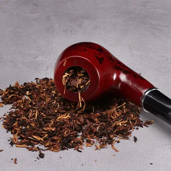 Деревянная курительная трубка с резными цветами Съемная и моющаяся табачная трубка для курительных принадлежностей Изысканные праздничные подарки