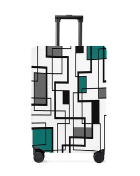 Чехол для багажа цвета морской волны с абстрактной геометрией, зеленый, стрейч-защита для багажа, пылезащитный чехол для дорожного чемодана 18-32 дюймов