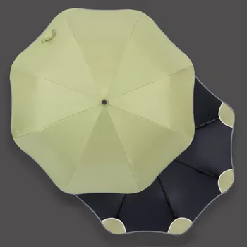 Женский автоматический зонт с круглым углом, трехстворчатый, из 8 нитей, с круглым углом, покрытый прозрачным виниловым зонтом от солнца