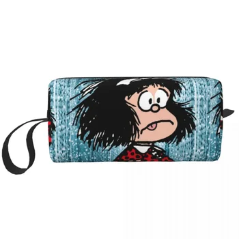 Мультяшная косметичка Mafalda, водонепроницаемая косметичка, дорожные туалетные принадлежности, маленькая косметичка для макияжа, сумка для хранения большой емкости