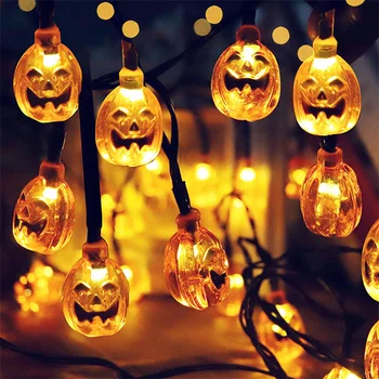 Хэллоуин 1.5 м светодиодные строки тыквы скелеты призрак Летучая мышь огни глазах ужас реквизит домашний бар украшение партии Хэллоуин 