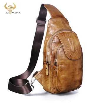 2021 Новая мужская модная сумка из мягкой натуральной кожи с треугольным вырезом на груди, 8-дюймовый планшет, сумка на одно плечо, сумка через плечо, мужская 5016
