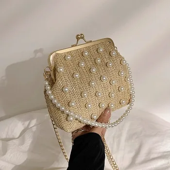 Новый дизайн с бриллиантами и жемчугом, женская модная сумка через плечо, женские бусы, цепочка, сумки-тотализаторы, кошельки, сумка через плечо.