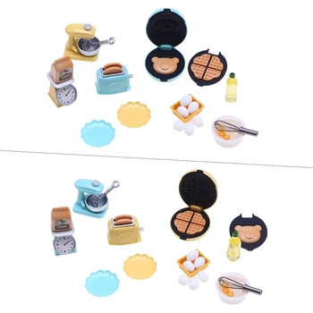 Кукольный домик, мини-имитация кухни, реквизит для приготовления пищи, Миниатюрная игровая сцена с едой, мини-модель печи для взбивания вафель