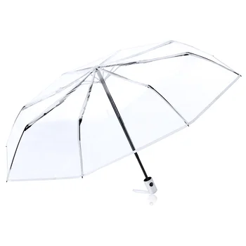 Полностью автоматический трехстворчатый прозрачный зонт для женщин Rain Bubble Close Clear, раскладывающийся в открытом виде