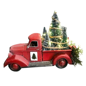 Рождественский красный грузовик из смолы, украшение для рабочего стола, винтажный классический пикап из смолы, красный грузовик для домашнего офиса, украшения стола