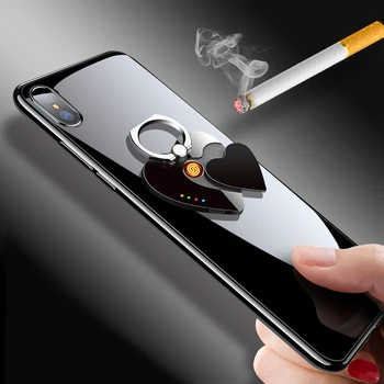 Многофункциональный держатель для телефона с кольцевой пряжкой, электронная зажигалка для зарядки, ветрозащитная и персонализированная USB-зажигалка для сигарет