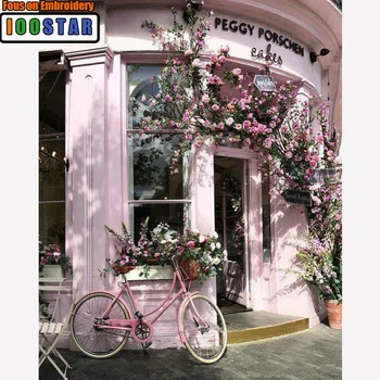 5D DIY Алмазная живопись, цветочный велосипед, полное квадратное / круглое изображение с бриллиантами, Вышивка крестом, домашний декор с алмазной вышивкой