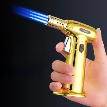 Ветрозащитная Зажигалка-факел Jet Turbo Многоразовая Газовая Зажигалка для сигар Пистолет-распылитель Уличная Мощная Металлическая Кухонная Зажигалка для барбекю