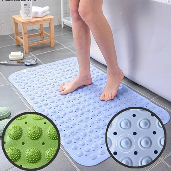 Противоскользящие коврики для ванной из ПВХ, домашний мягкий массажный коврик для ванной комнаты с присоской, Нескользящий коврик для ванной, прямоугольный коврик для ног большого размера