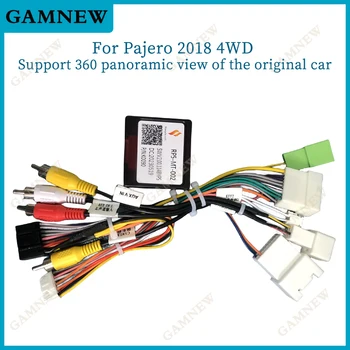 Автомобильный 16-контактный адаптер жгута проводов, декодер Canbus Box для Pajero 2018 + кабель питания Android-радио 4WD