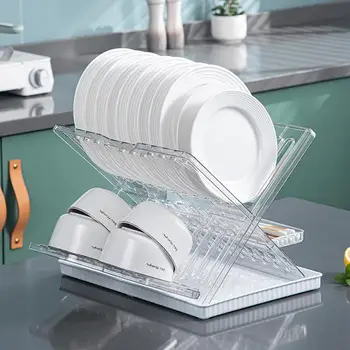 Подставка Для Слива Кухонной Посуды Прозрачный Держатель Чаш Для Посуды Подставка Для Слива Многоцелевой Подставки Для Сушки Кухонной Посуды На Воздухе