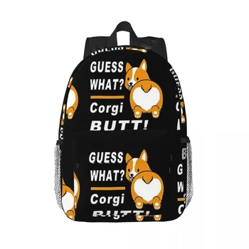 Угадайте, что такое Corgi Butt! Рюкзаки Подростковая сумка для книг Повседневные Школьные сумки для студентов Рюкзак для ноутбука Сумка через плечо большой емкости
