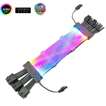 Удлинительный кабель синхронизации 5V ARGB 6Pin + 2Pin Кабель питания графического процессора с подсветкой RGB Кабельный разъем для корпуса ПК