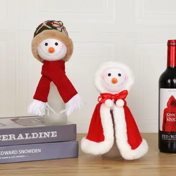 Тканевая Рождественская сумка для винных бутылок, Голова Санта-Клауса, Голова Снеговика, Крышка для винных бутылок, Многоцелевая Простая в использовании шляпа для винных бутылок