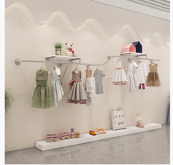 Напольный стеллаж для выставки товаров в магазине детской одежды из нержавеющей стали, вешалка для одежды, подвесной стержень