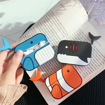 Симпатичная 3D рыба-клоун Disney, акула-кит для Apple Airpods 1 2 3 поколения, чехол для Bluetooth-гарнитуры, силиконовый мягкий чехол для наушников
