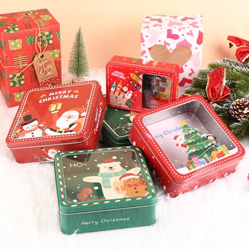 1шт Коробка конфет Merry Christmas Мини-жестяная коробка, запечатанная банка, органайзер для ювелирных изделий, подарочные конфеты, выпечка печенья, чехол для домашнего Рождества