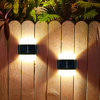Наружный Водонепроницаемый 6-светодиодный Солнечный настенный светильник, Садовый забор, Украшение ландшафтной дорожки, освещение на солнечной батарее