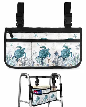 Средиземноморский стиль Морская черепаха в полоску Сумка для инвалидной коляски Подлокотник Боковые сумки Прогулочная рама для электрического скутера Сумка для хранения