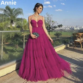 Annie Elegant Lady Платья Для Выпускного Вечера Сексуальное Вечернее Платье С Открытой Спиной Из Темно-Фиолетового Тюля 2023 Для Официальных Мероприятий Vestidos De Noche