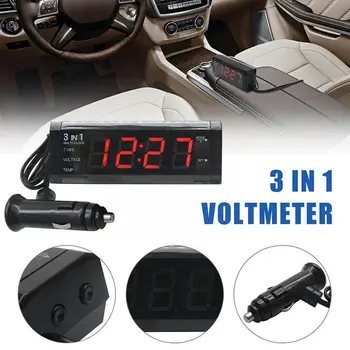 12 В 3 В 1 Авто светодиодный Цифровой вольтметр, термометр, дисплей часов Y0V0