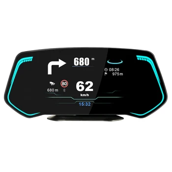 Автомобильный HUD OBD2 + GPS Датчик HUD Спидометр Турбо об/мин Сигнализация температуры Интегрирует больше функций Черный цвет с дисплеем приложения