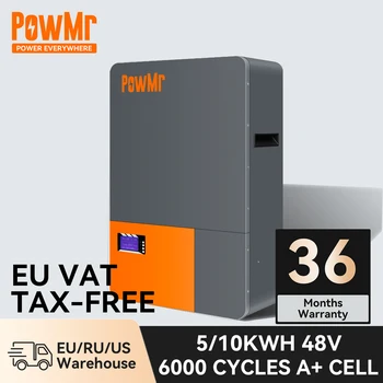 PowMr Литиевый аккумулятор Powerwall 48V 10KWH 5KWH LiFePO4 с аккумулятором 6000 циклов CAN RS485 BMS Связь может осуществляться параллельно в 15 блоках
