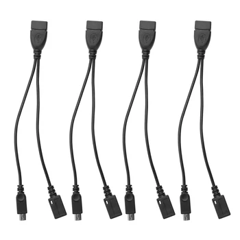 Мини-адаптер OTG-кабеля из 4 комплектов, адаптер Micro-USB-USB с питанием 2 в 1 (OTG-кабель + кабель питания) для потокового воспроизведения на флешках и т. Д