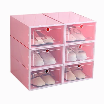 Коробка для обуви карамельного цвета из 6 предметов, прозрачная пластиковая коробка для хранения обуви, прямоугольный ящик для хранения в обувном шкафу